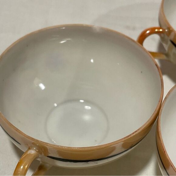 Chinese lustreware teacup and saucer set of 4/8 - Picture 3 of 12